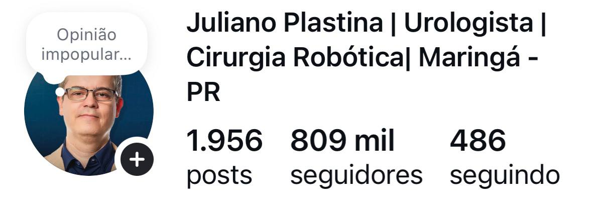 Print do perfil atual do Dr. Juliano Plastina